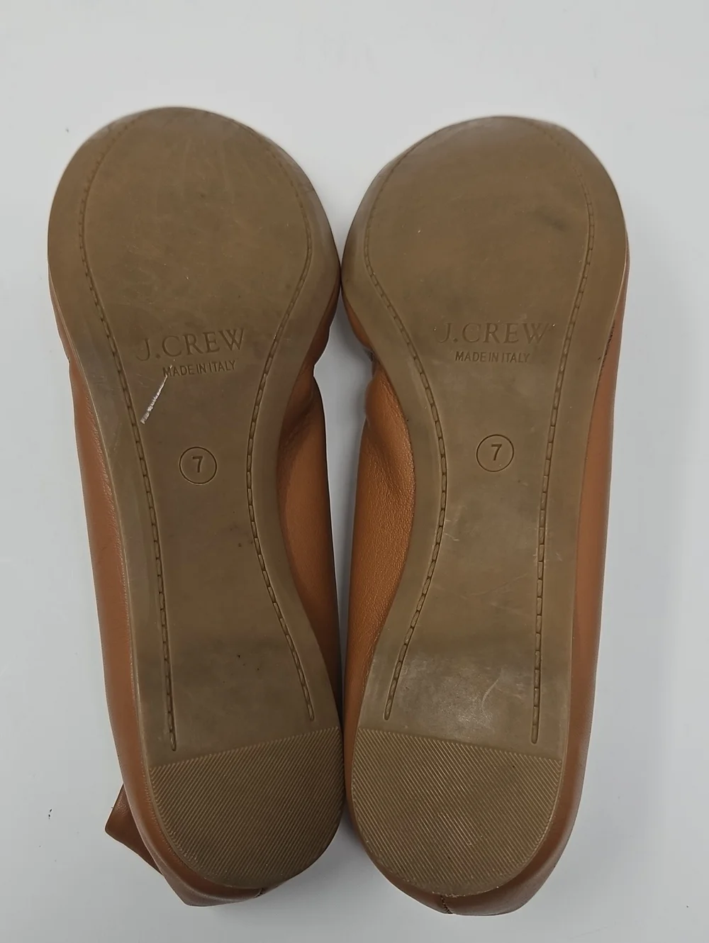 J. Crew Made In Italy Leather Tan Ballet Flats Women's 7 Comfort Minimalist